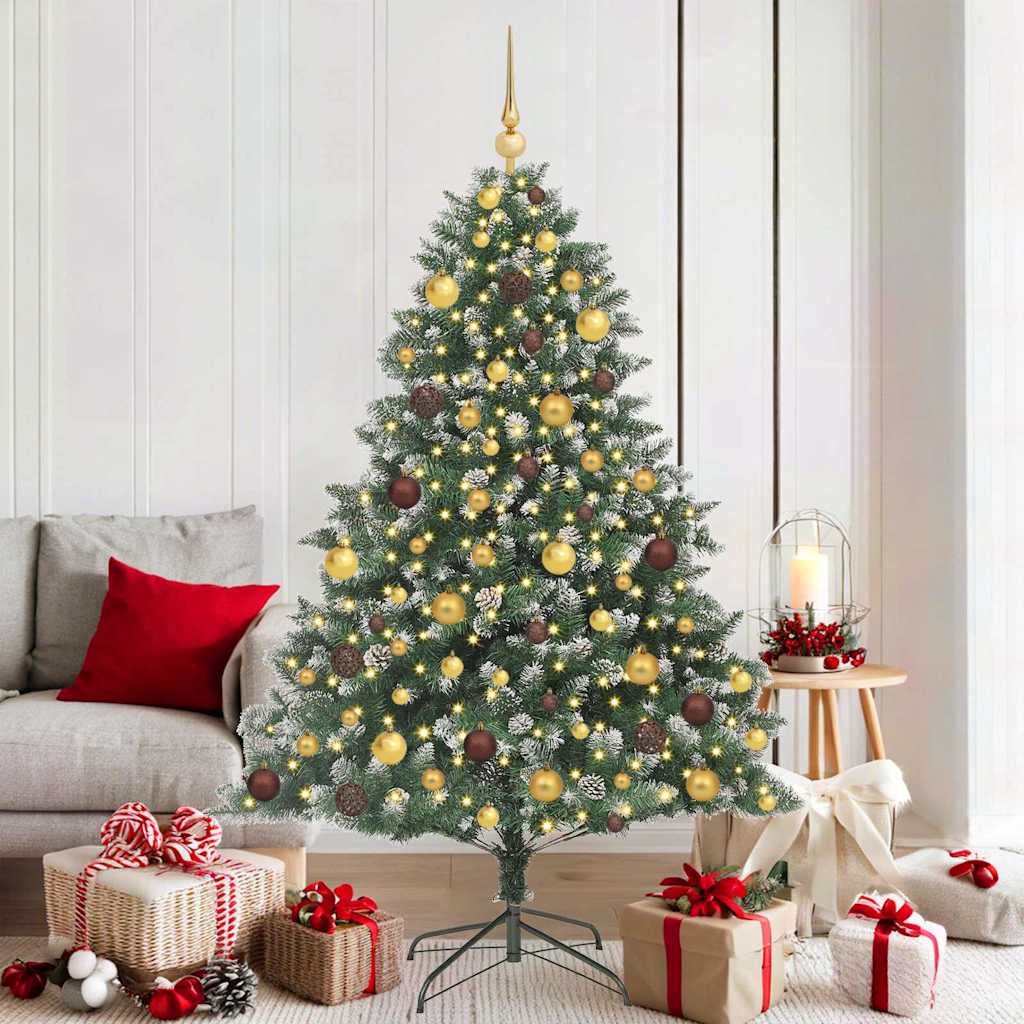 Kunstig juletre med 300 LED grønn 180 cm PVC og plast og stål