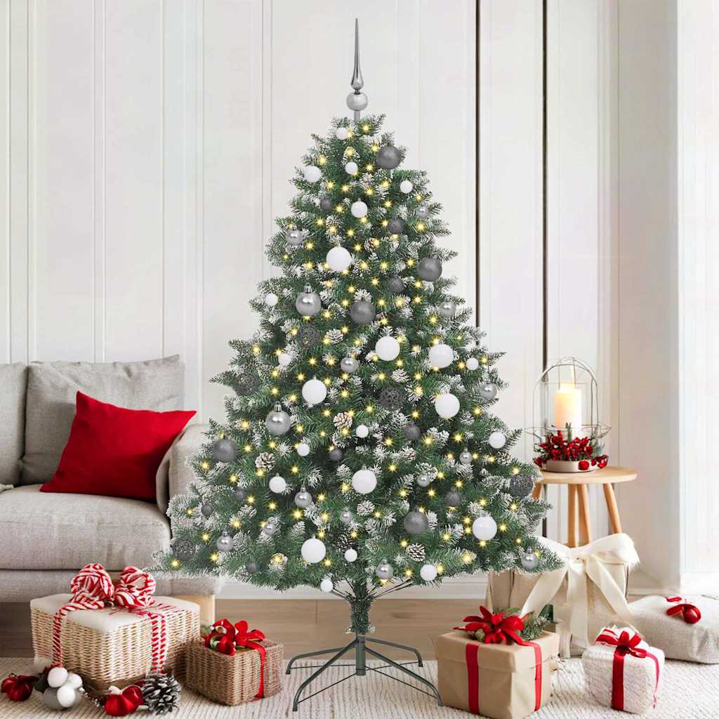 Kunstig juletre med 300 LED grønn 180 cm PVC og plast og stål