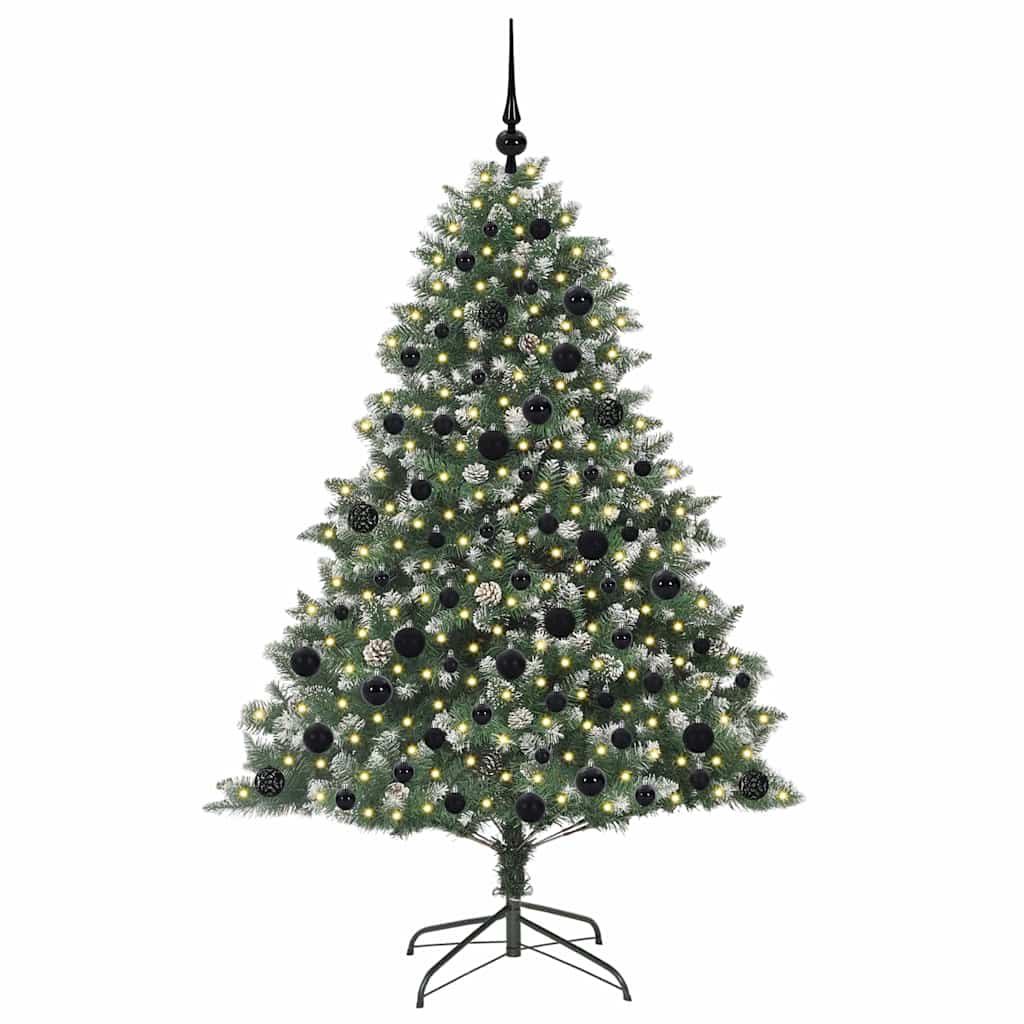 Kunstig juletre med 300 LED grønn 180 cm PVC og plast og stål