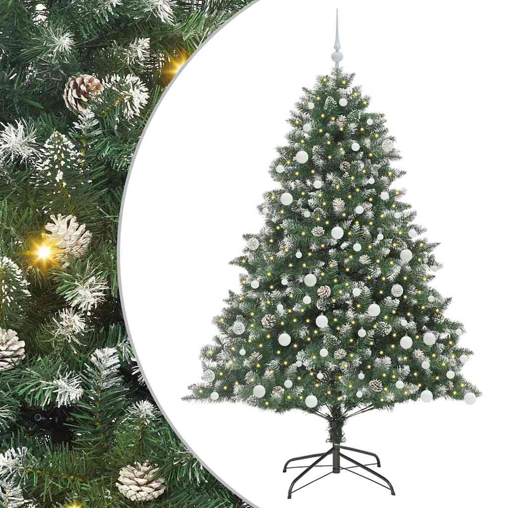 Kunstig juletre med 300 LED grønn 180 cm PVC og plast og stål