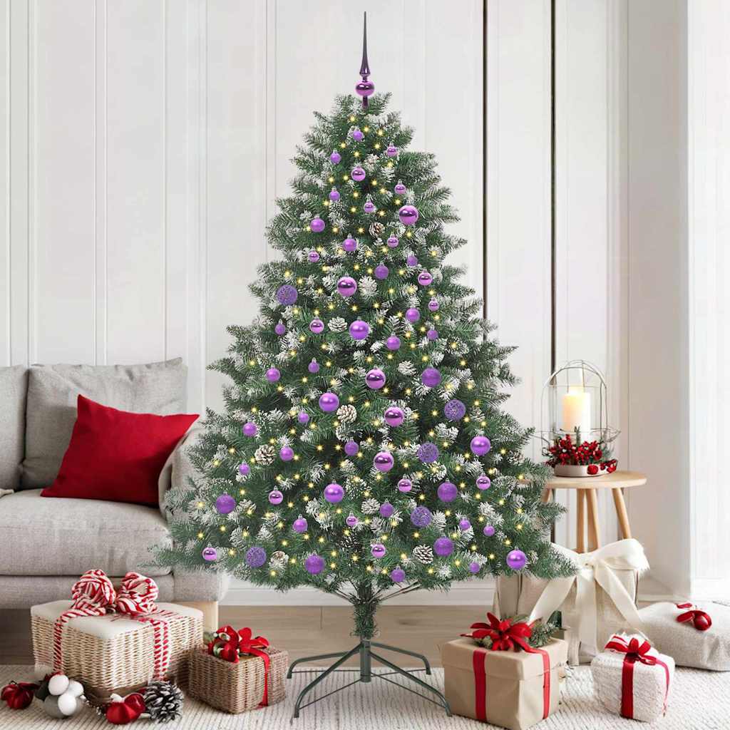 Kunstig juletre med 300 LED grønn 180 cm PVC og plast og stål