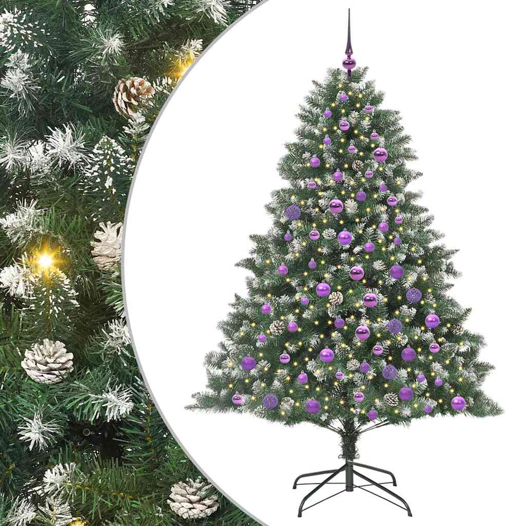 Kunstig juletre med 300 LED grønn 180 cm PVC og plast og stål