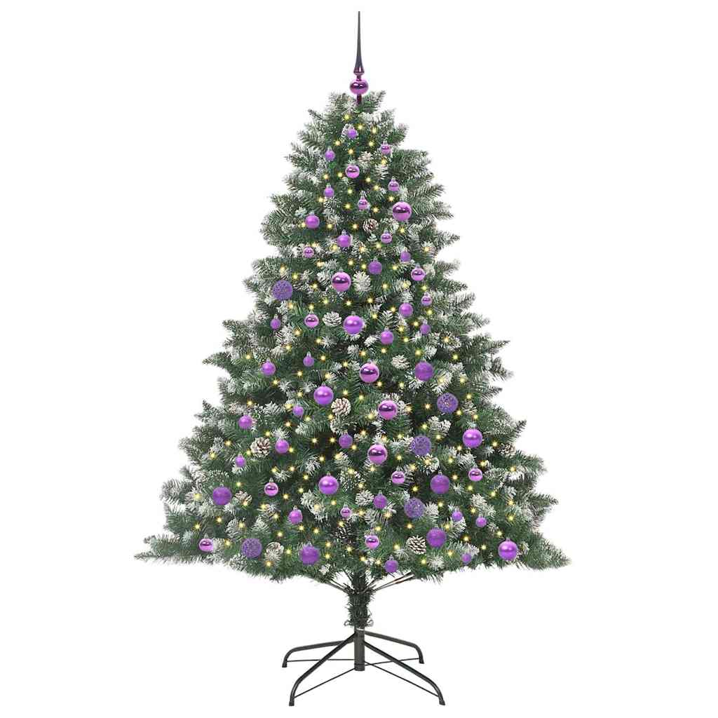 Kunstig juletre med 300 LED grønn 180 cm PVC og plast og stål