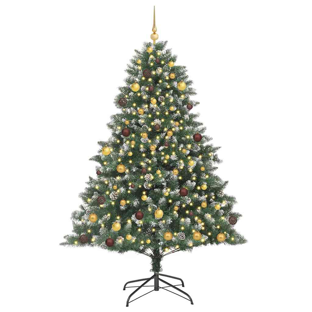 Kunstig juletre med 300 LED grønn 210 cm PVC og plast og stål