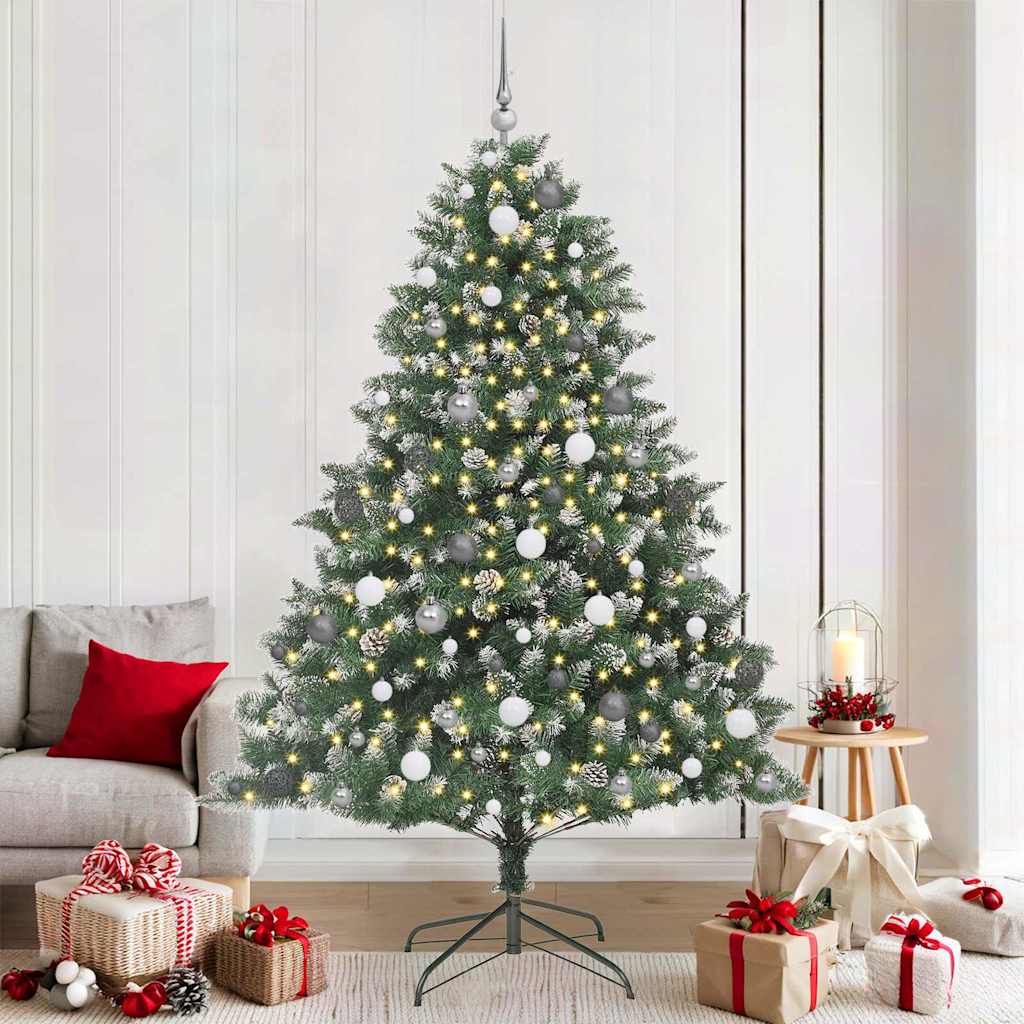 Kunstig juletre med 300 LED grønn 210 cm PVC og plast og stål