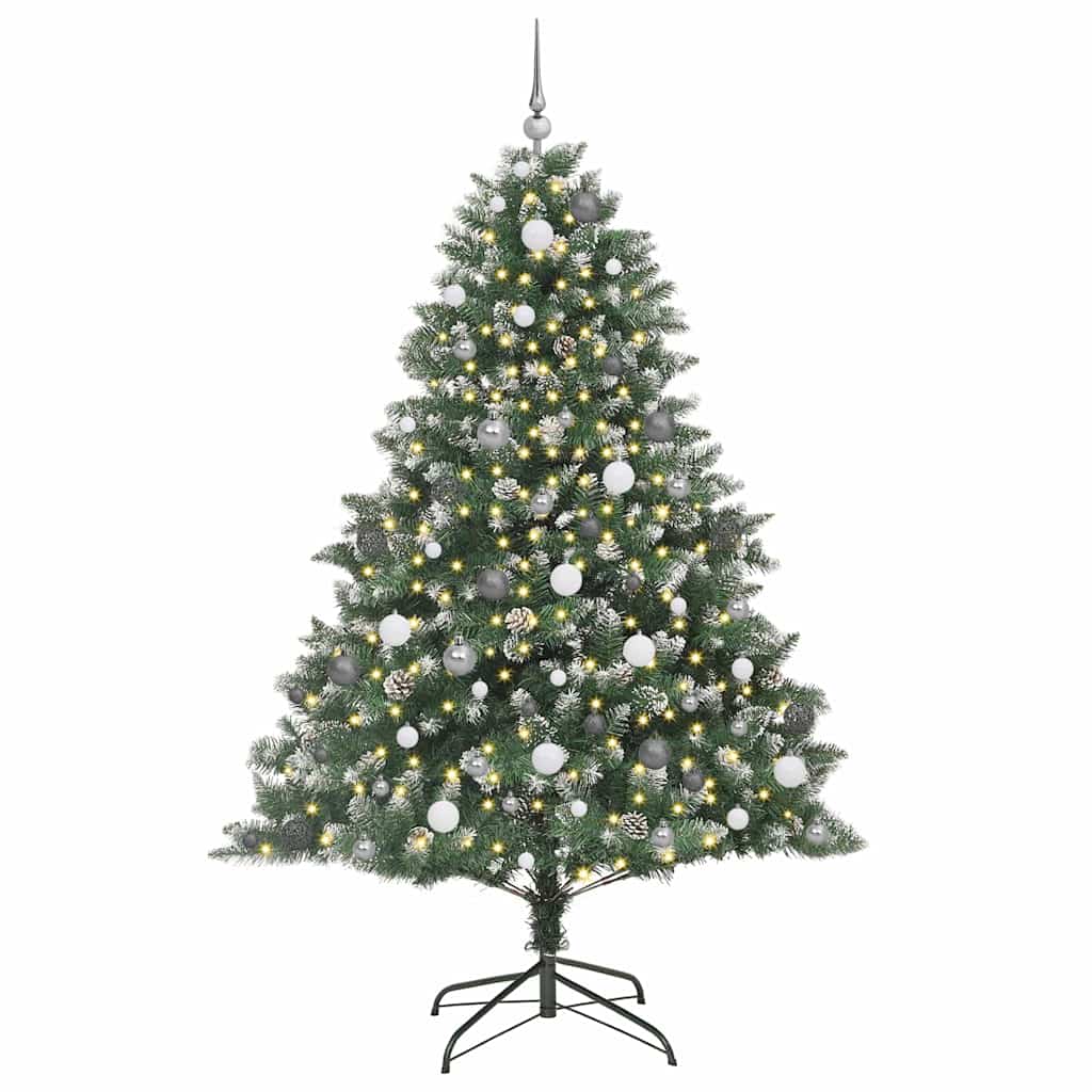 Kunstig juletre med 300 LED grønn 210 cm PVC og plast og stål