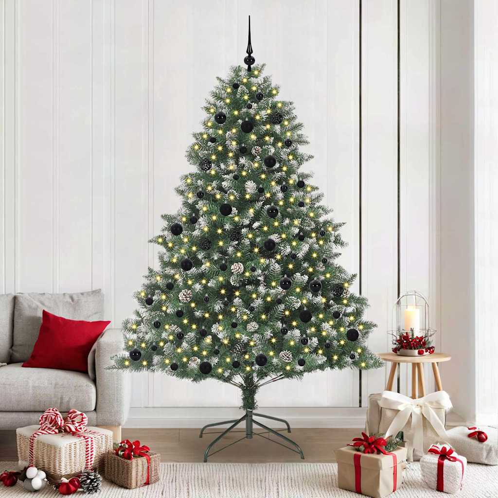 Kunstig juletre med 300 LED grønn 210 cm PVC og plast og stål vidaXL