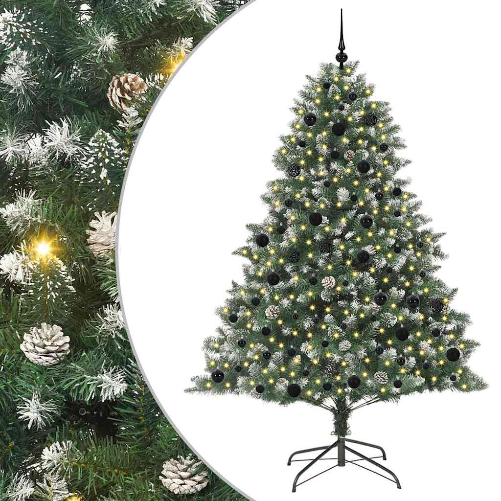 Kunstig juletre med 300 LED grønn 210 cm PVC og plast og stål vidaXL