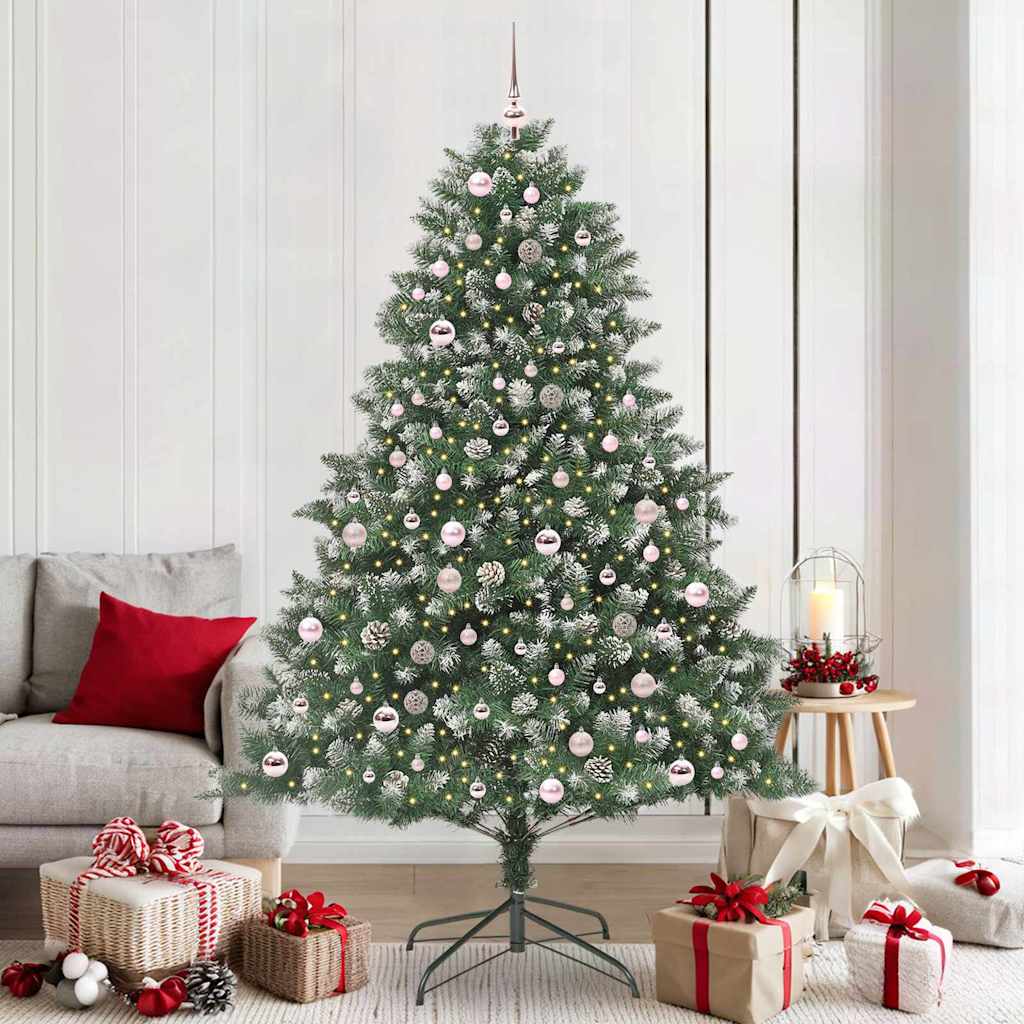 Kunstig juletre med 300 LED grønn 210 cm PVC og plast og stål vidaXL