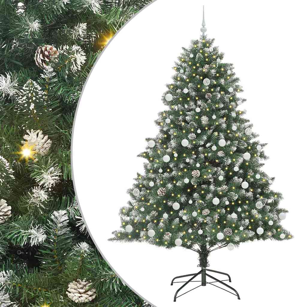 Kunstig juletre med 300 LED grønn 210 cm PVC og plast og stål vidaXL