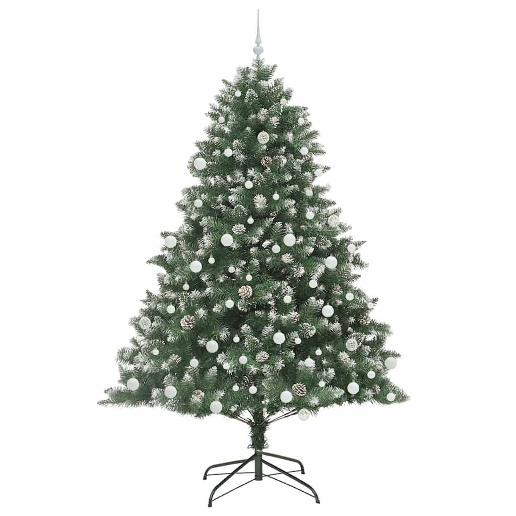 Kunstig juletre med 300 LED grønn 210 cm PVC og plast og stål vidaXL