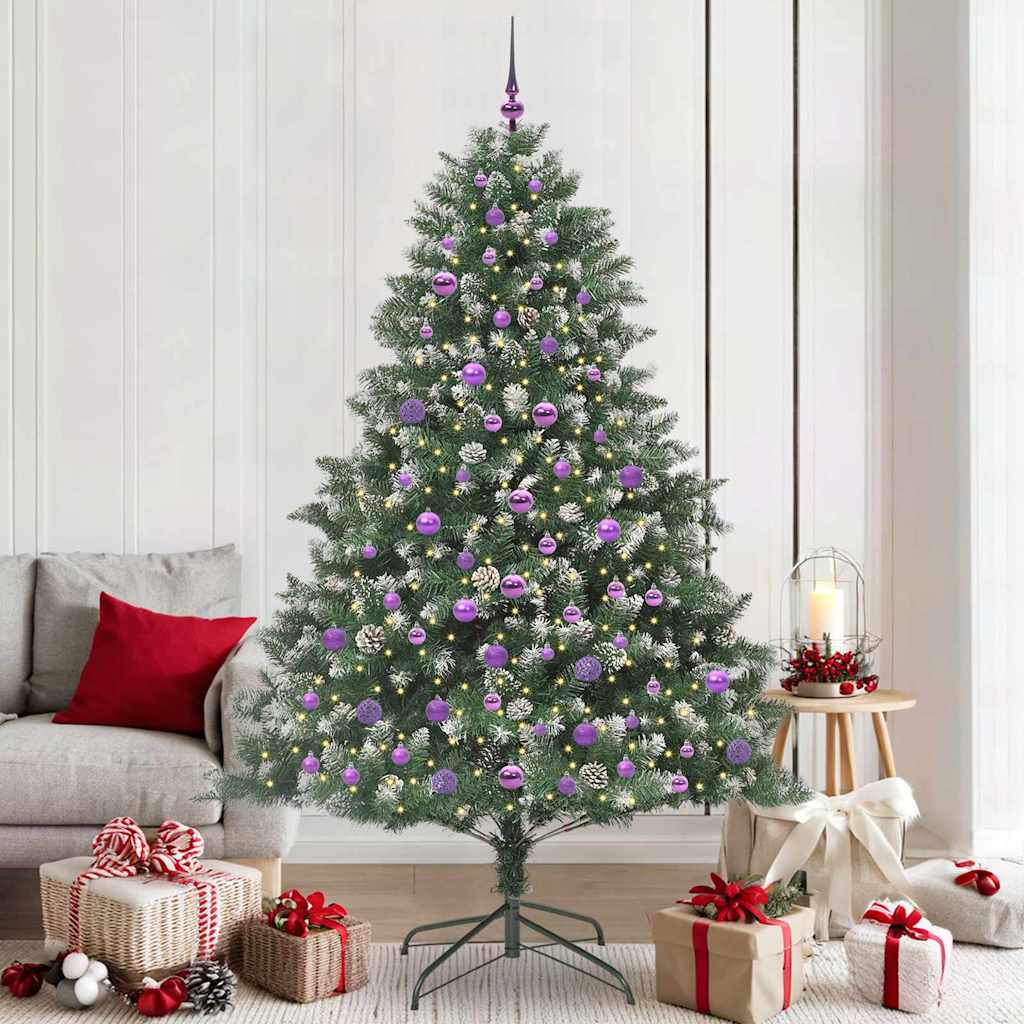 Kunstig juletre med 300 LED grønn 210 cm PVC og plast og stål vidaXL