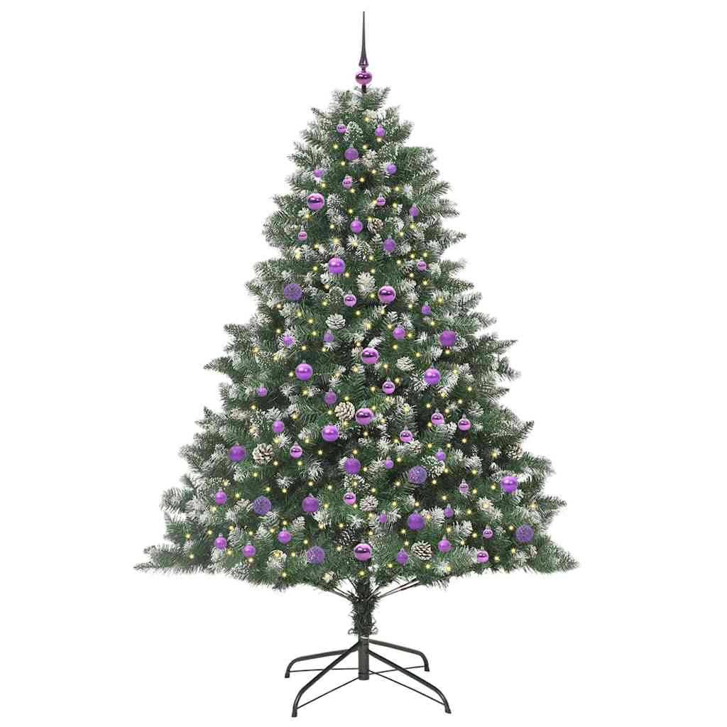 Kunstig juletre med 300 LED grønn 210 cm PVC og plast og stål vidaXL