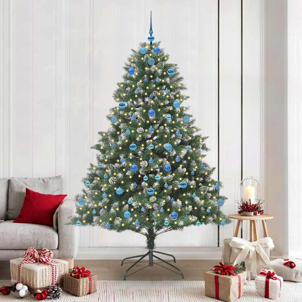 Kunstig juletre med 300 LED grønn 210 cm PVC og plast og stål vidaXL