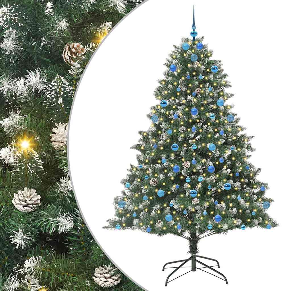 Kunstig juletre med 300 LED grønn 210 cm PVC og plast og stål vidaXL