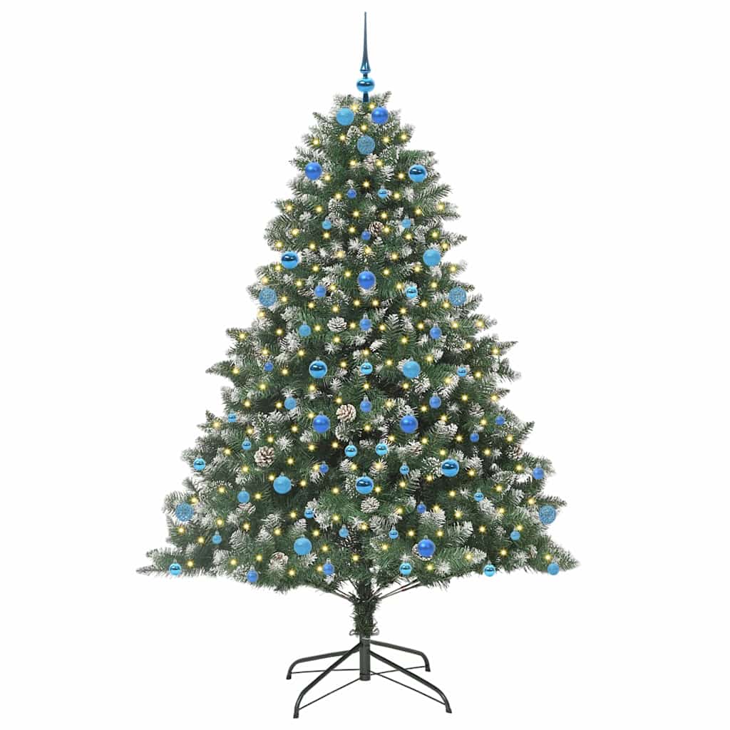 Kunstig juletre med 300 LED grønn 210 cm PVC og plast og stål vidaXL