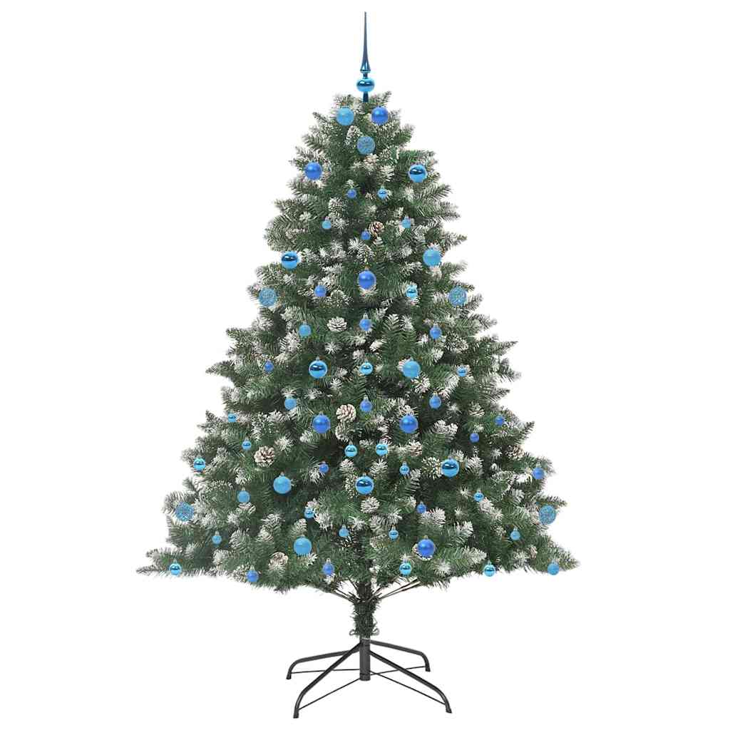 Kunstig juletre med 300 LED grønn 210 cm PVC og plast og stål vidaXL