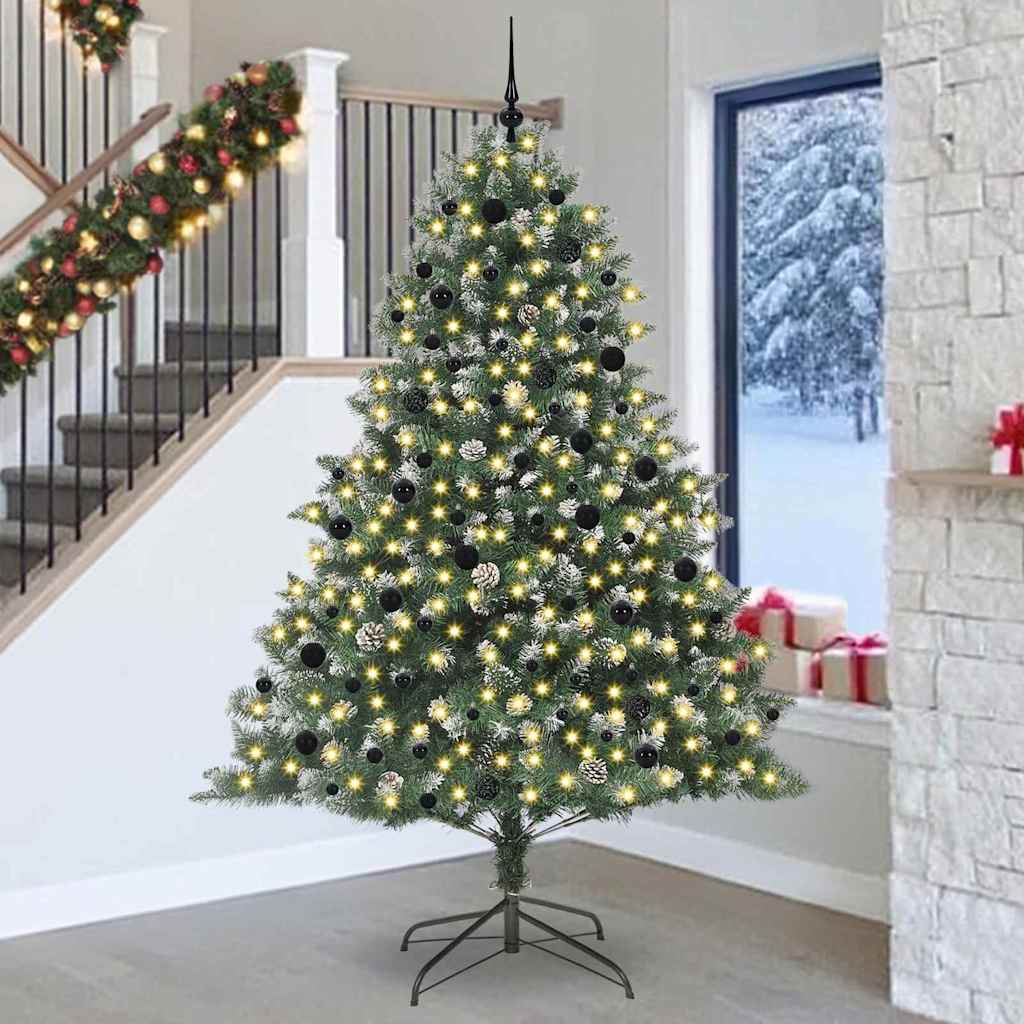 Kunstig juletre med 300 LED grønn 240 cm PVC og plast og stål vidaXL