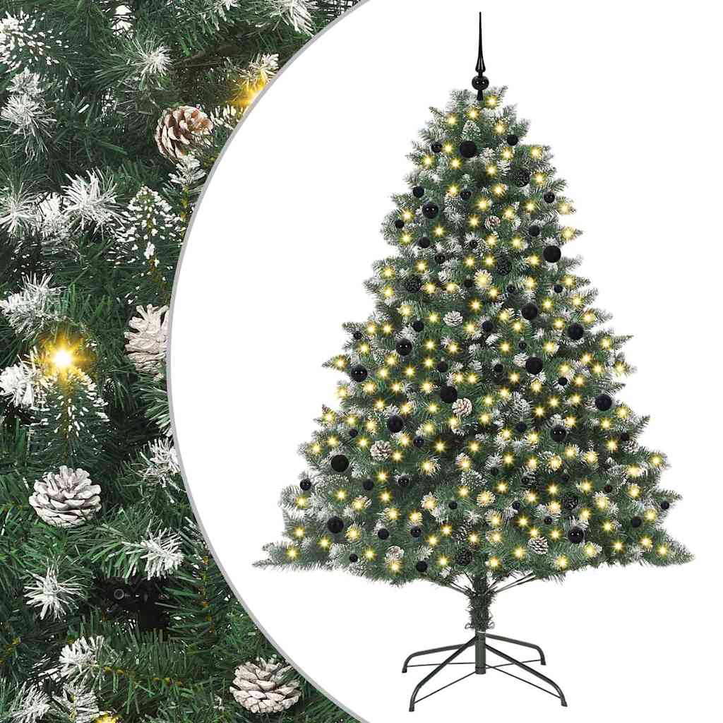 Kunstig juletre med 300 LED grønn 240 cm PVC og plast og stål vidaXL
