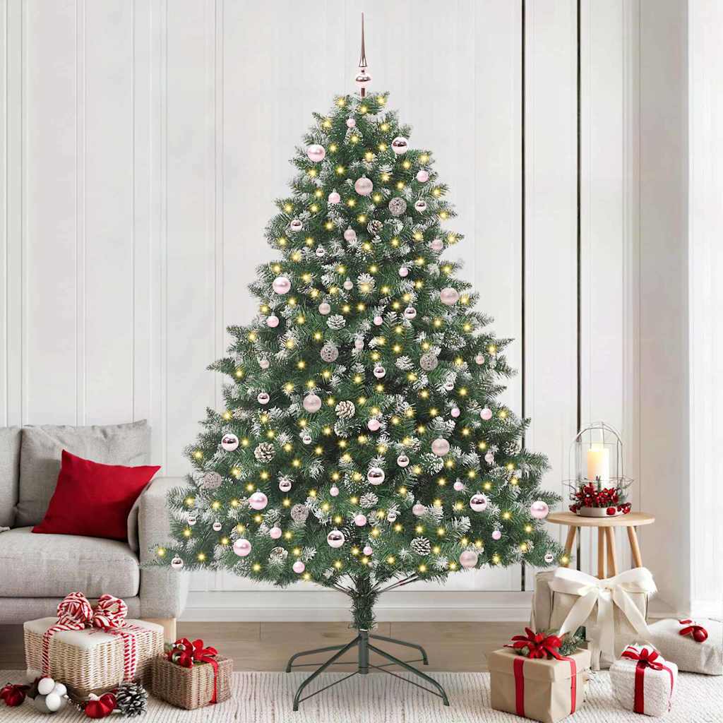 Kunstig juletre med 300 LED grønn 240 cm PVC og plast og stål vidaXL