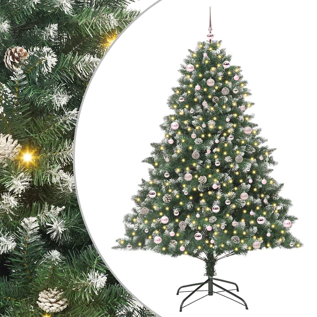 Kunstig juletre med 300 LED grønn 240 cm PVC og plast og stål vidaXL