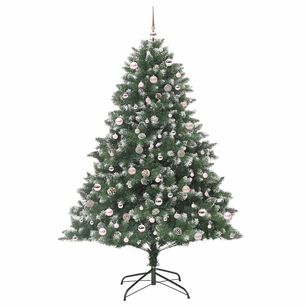 Kunstig juletre med 300 LED grønn 240 cm PVC og plast og stål vidaXL