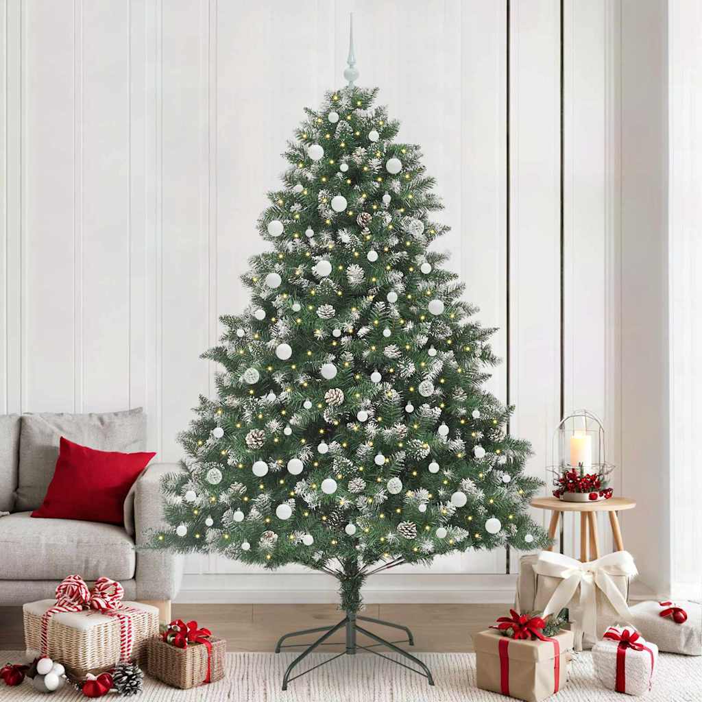 Kunstig juletre med 300 LED grønn 240 cm PVC og plast og stål vidaXL