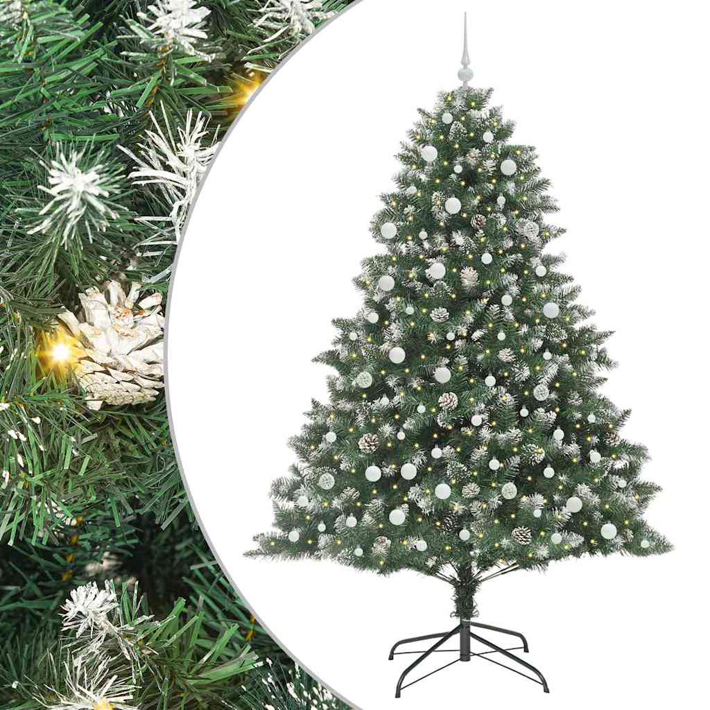 Kunstig juletre med 300 LED grønn 240 cm PVC og plast og stål vidaXL