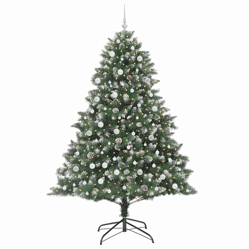 Kunstig juletre med 300 LED grønn 240 cm PVC og plast og stål vidaXL