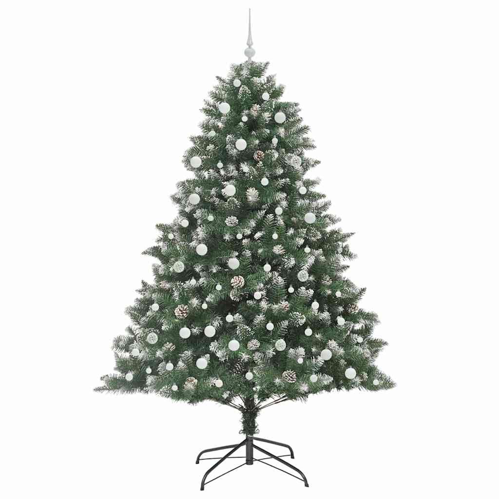 Kunstig juletre med 300 LED grønn 240 cm PVC og plast og stål vidaXL
