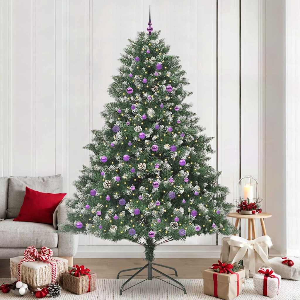 Kunstig juletre med 300 LED grønn 240 cm PVC og plast og stål vidaXL