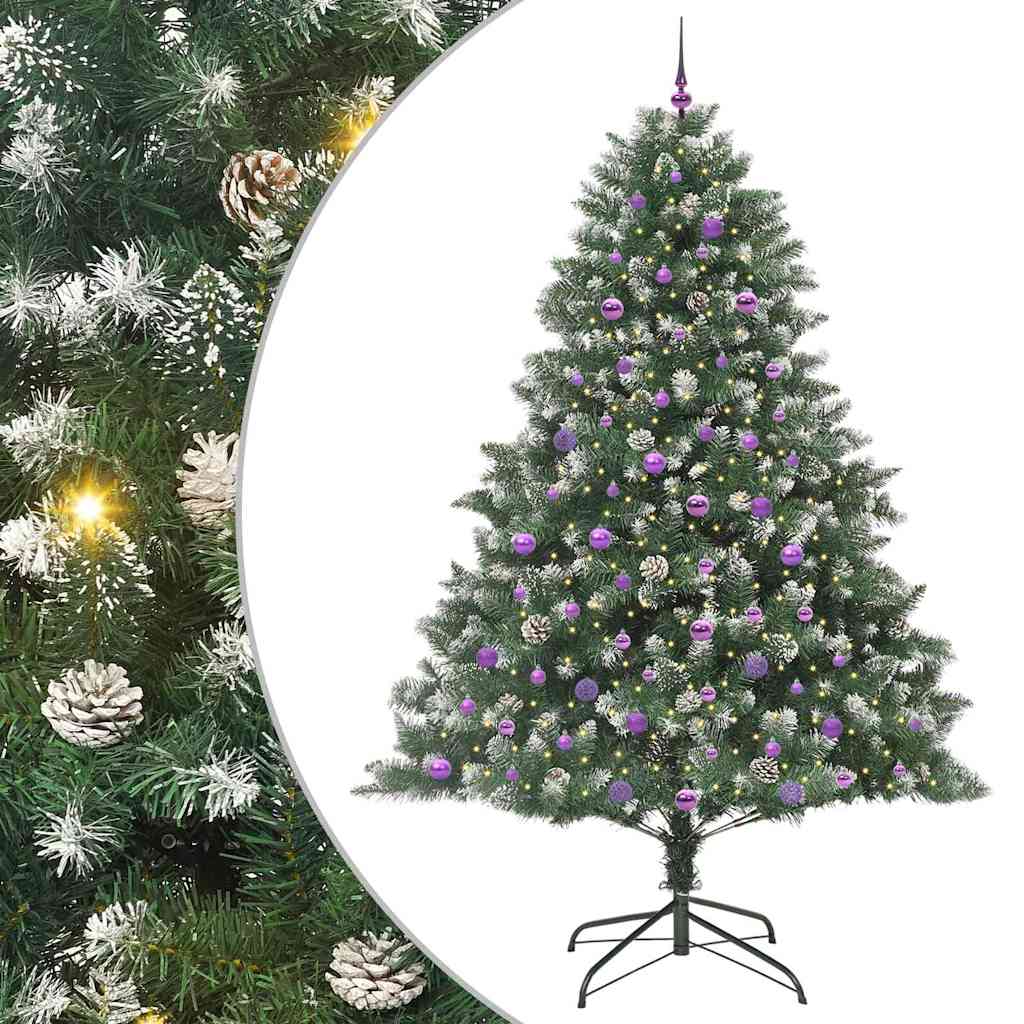 Kunstig juletre med 300 LED grønn 240 cm PVC og plast og stål vidaXL