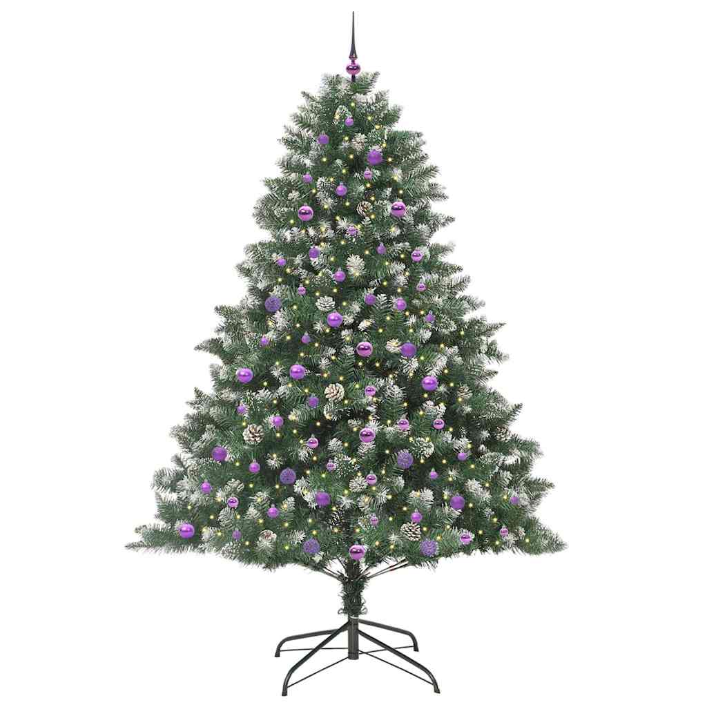 Kunstig juletre med 300 LED grønn 240 cm PVC og plast og stål vidaXL
