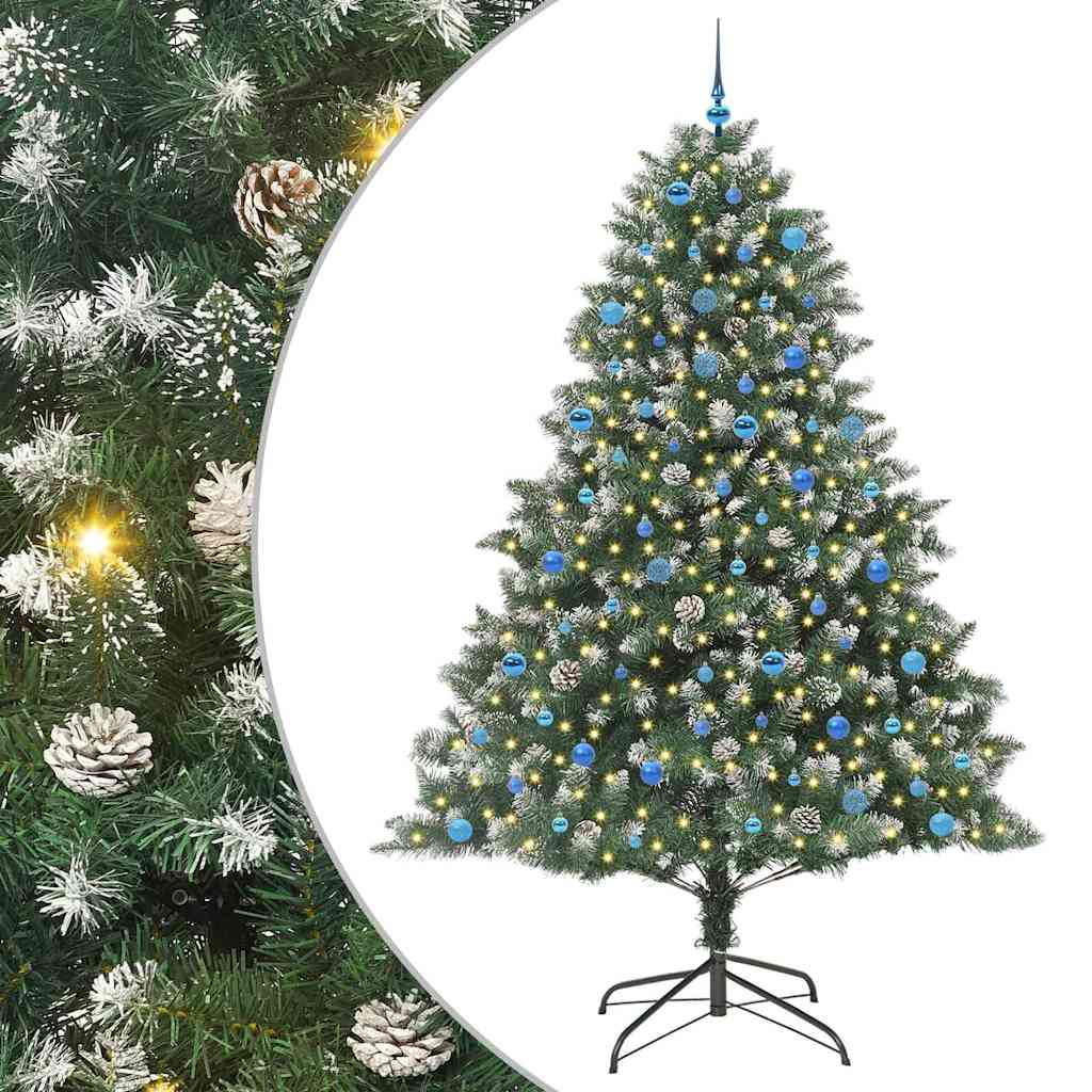 Kunstig juletre med 300 LED grønn 240 cm PVC og plast og stål vidaXL