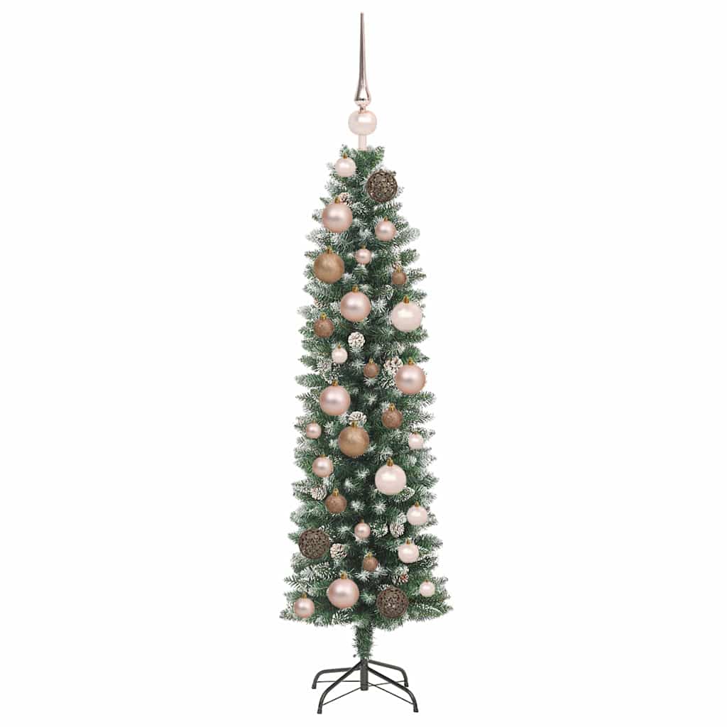 Kunstig Slankt Jule Tre med 150 LED Grønn og hvit 120 cm
