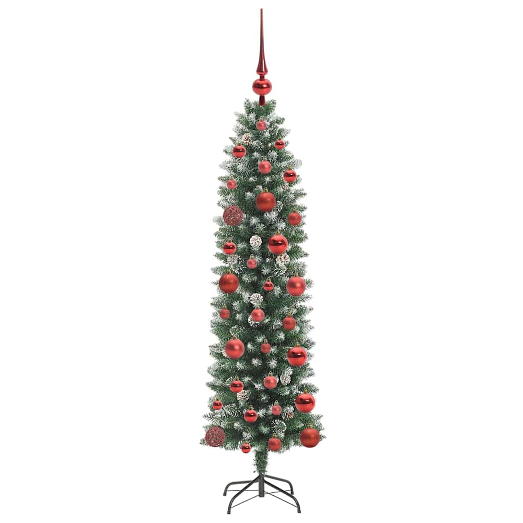 Kunstig Slankt Jule Tre med 150 LED Grønn og hvit 120 cm vidaXL