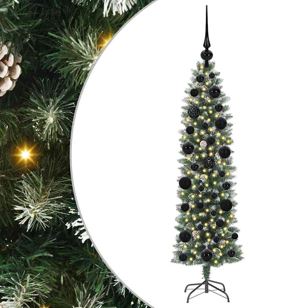 Kunstig Slankt Jule Tre med 150 LED Grønn og hvit 120 cm