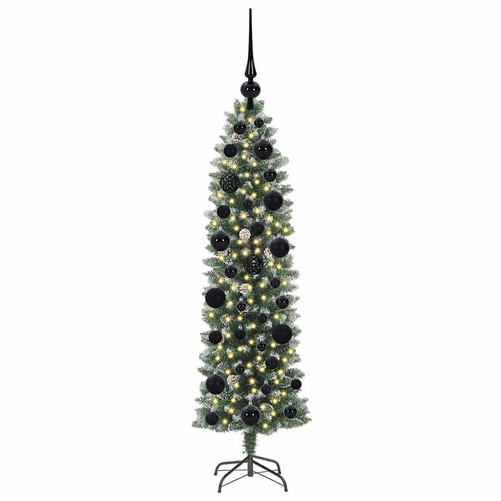 Kunstig Slankt Jule Tre med 150 LED Grønn og hvit 120 cm
