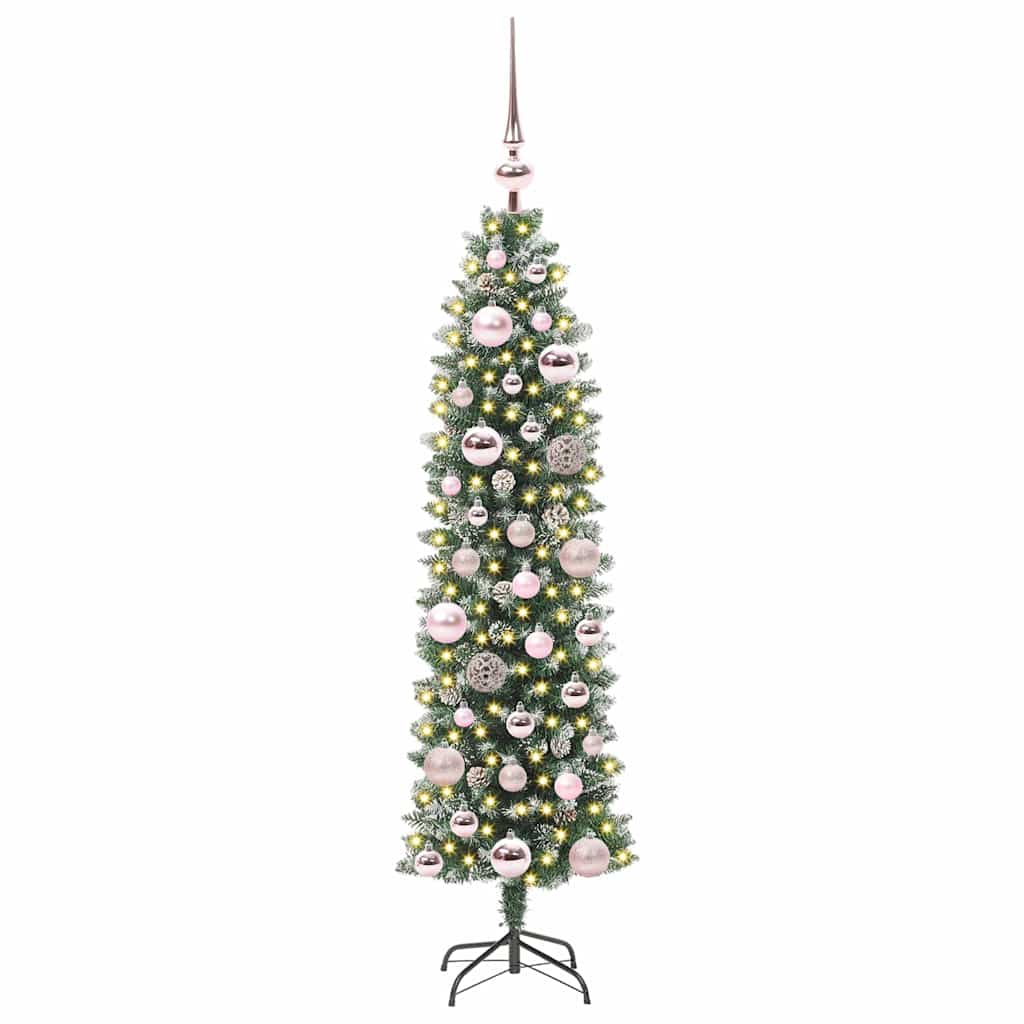 Kunstig Slankt Jule Tre med 150 LED Grønn og hvit 120 cm