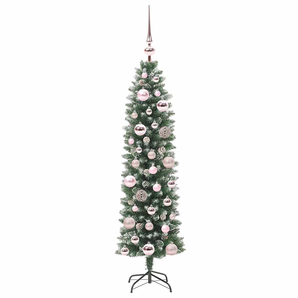 Kunstig Slankt Jule Tre med 150 LED Grønn og hvit 120 cm