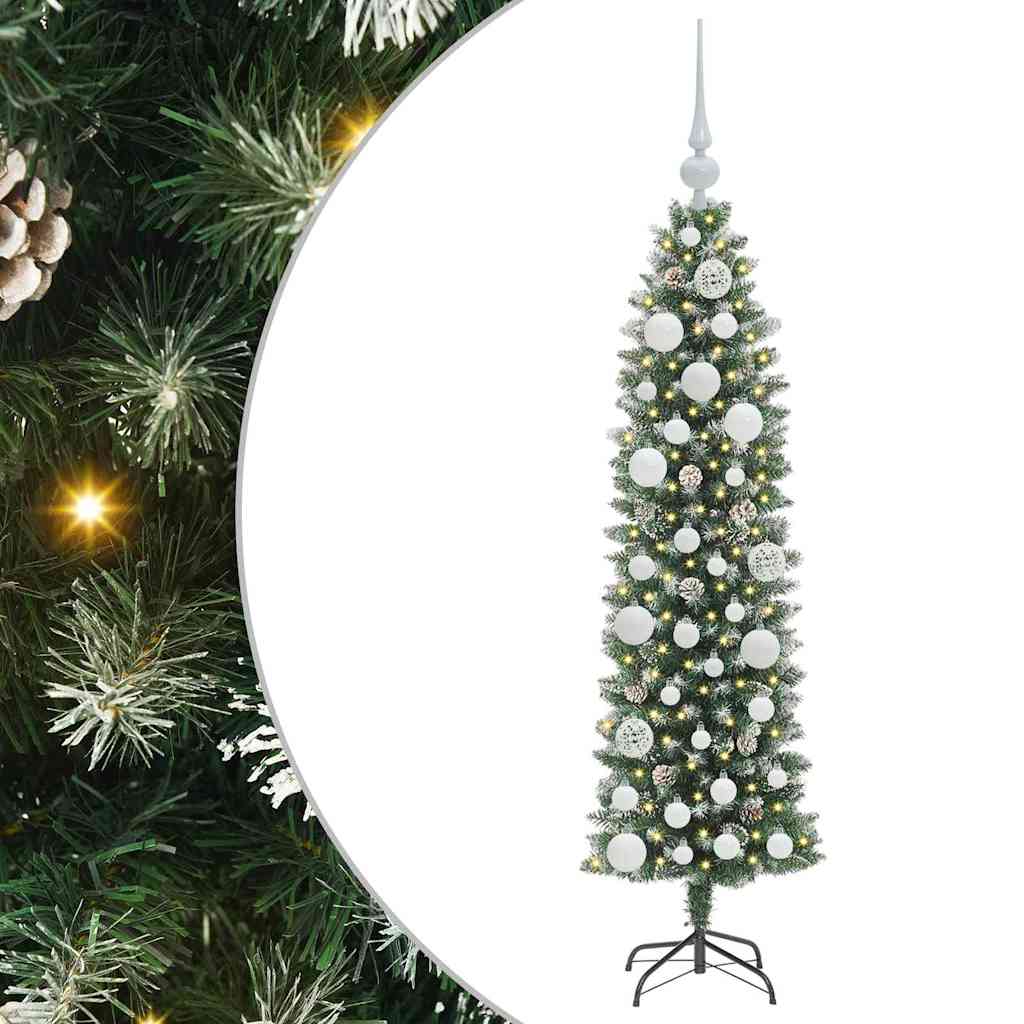 Kunstig Slankt Jule Tre med 150 LED Grønn og hvit 120 cm