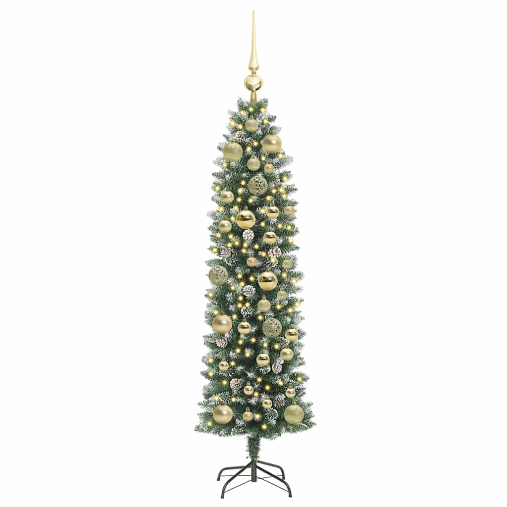 Kunstig Slankt Jule Tre med 150 LED Grønn og hvit 120 cm