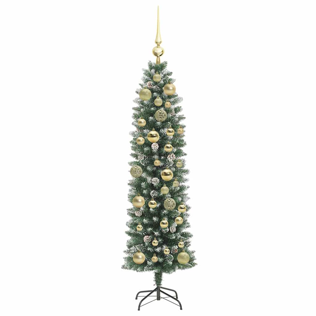 Kunstig Slankt Jule Tre med 150 LED Grønn og hvit 120 cm
