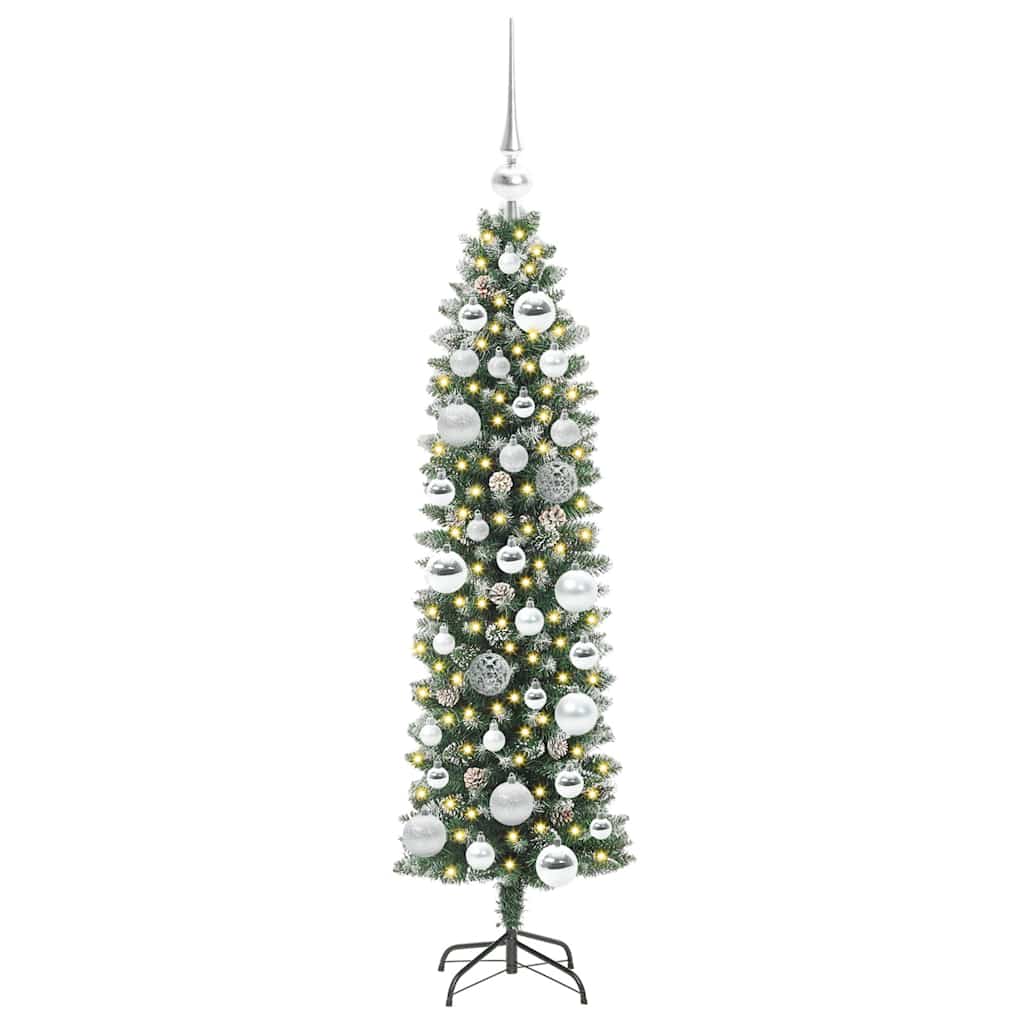 Kunstig Slankt Jule Tre med 150 LED Grønn og hvit 120 cm