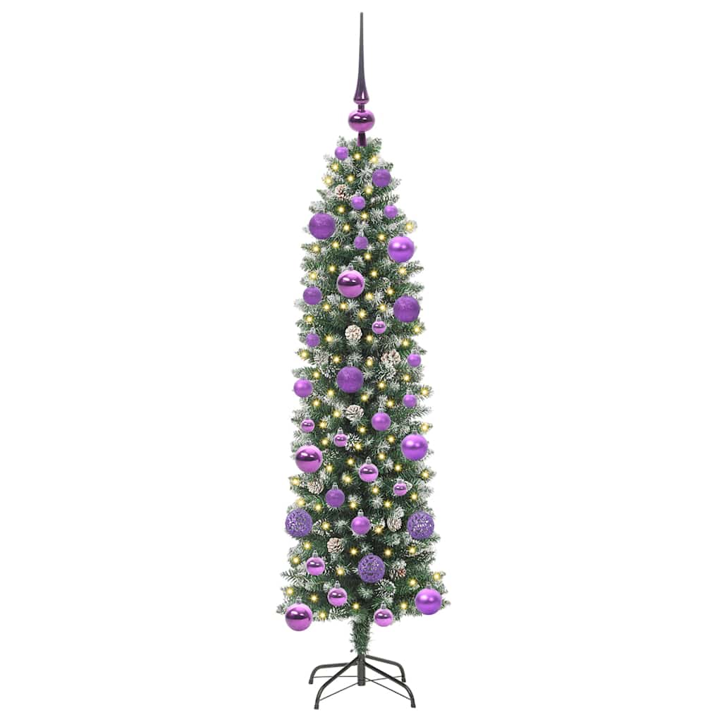 Kunstig Slankt Jule Tre med 150 LED Grønn og hvit 120 cm