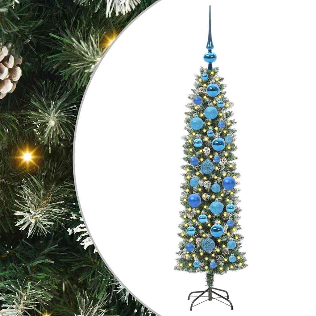 Kunstig Slankt Jule Tre med 150 LED Grønn og hvit 120 cm