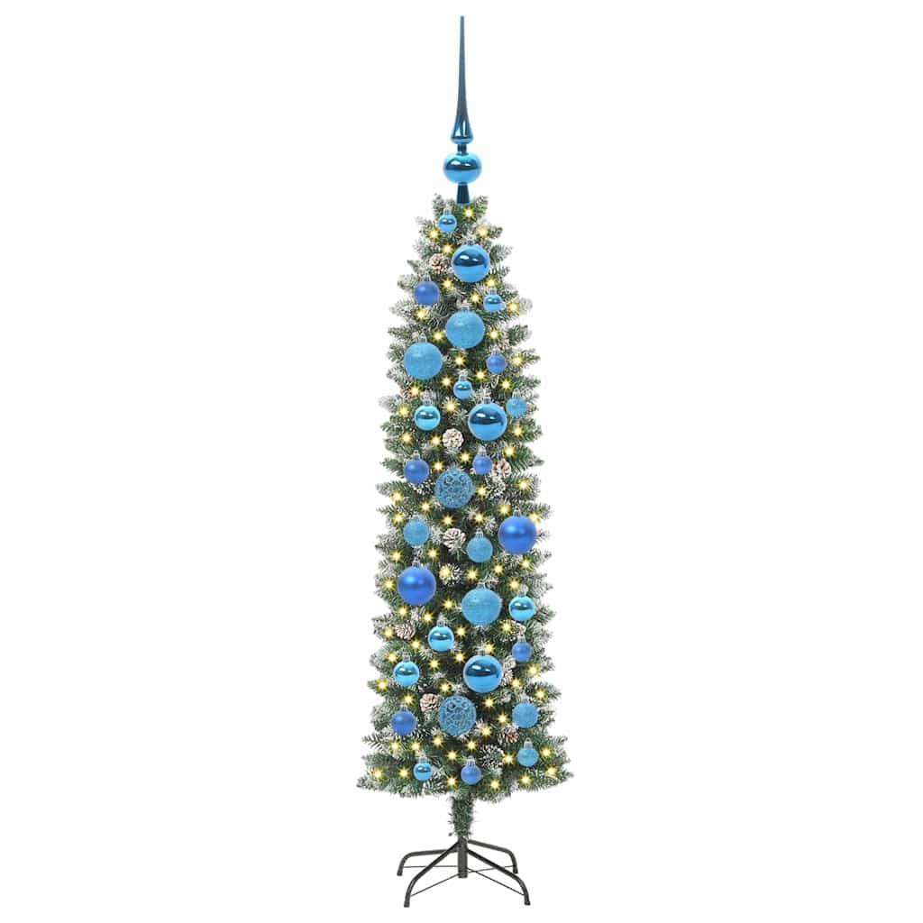 Kunstig Slankt Jule Tre med 150 LED Grønn og hvit 120 cm