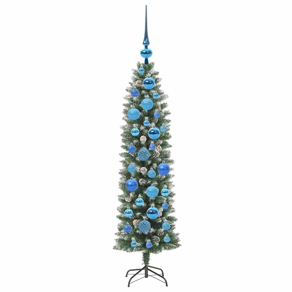 Kunstig Slankt Jule Tre med 150 LED Grønn og hvit 120 cm