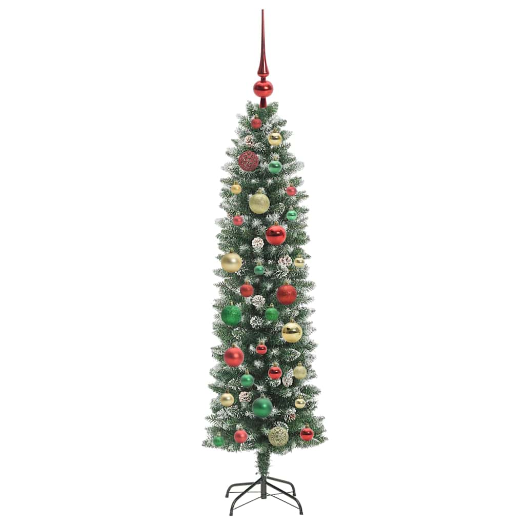 Kunstig Slankt Jule Tre med 150 LED Grønn og hvit 120 cm vidaXL