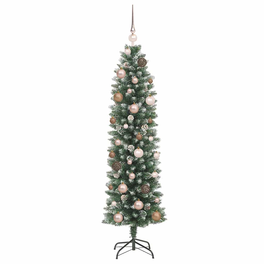 Kunstig Slankt Jule Tre med 150 LED Grønn og hvit 150 cm